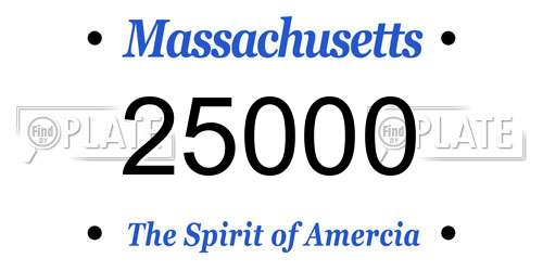 25000 Massachusetts License Plate