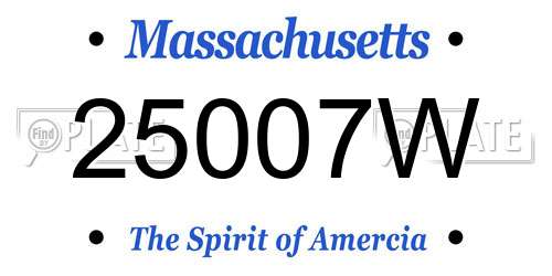 25007W Massachusetts License Plate