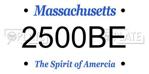 2500BE Massachusetts License Plate