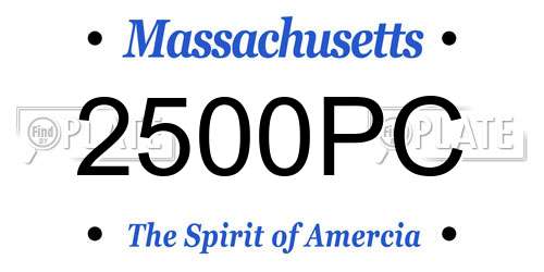 2500PC Massachusetts License Plate