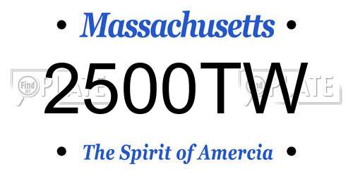 2500TW Massachusetts License Plate