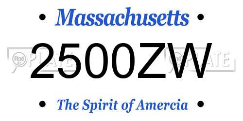 2500ZW Massachusetts License Plate