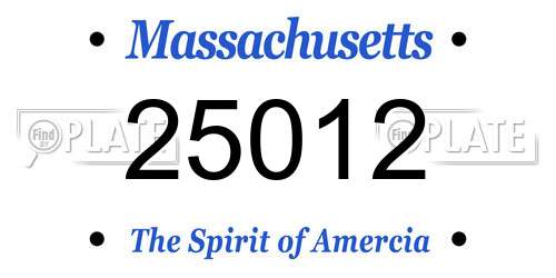 25012 Massachusetts License Plate