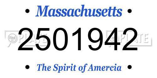 2501942 Massachusetts License Plate