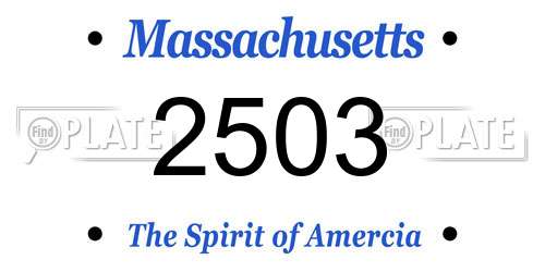2503 Massachusetts License Plate