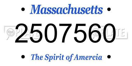 2507560 Massachusetts License Plate
