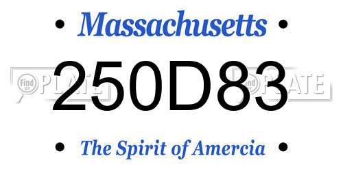 250D83 Massachusetts License Plate