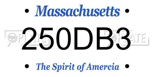 250DB3 Massachusetts License Plate