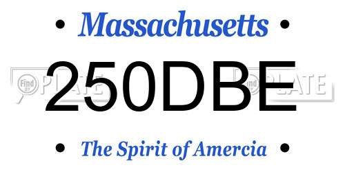 250DBE Massachusetts License Plate
