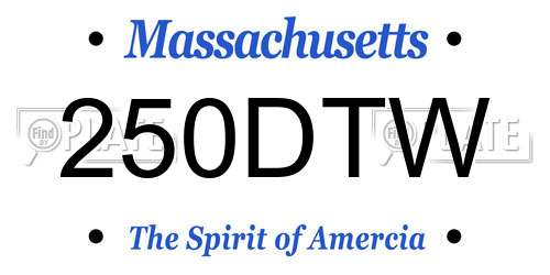 250DTW Massachusetts License Plate