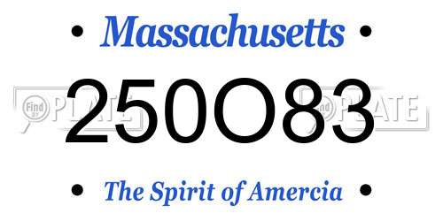 250O83 Massachusetts License Plate