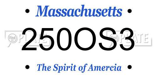 250OS3 Massachusetts License Plate