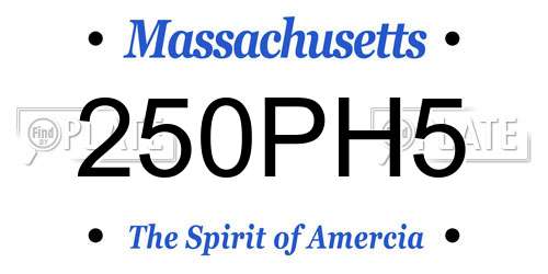 250PH5 Massachusetts License Plate