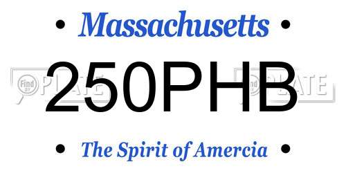 250PHB Massachusetts License Plate