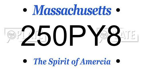 250PY8 Massachusetts License Plate