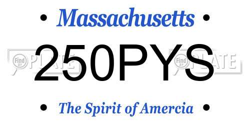 250PYS Massachusetts License Plate