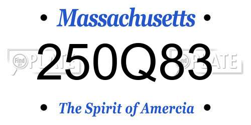 250Q83 Massachusetts License Plate