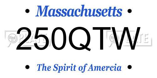 250QTW Massachusetts License Plate