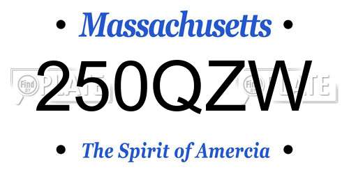 250QZW Massachusetts License Plate