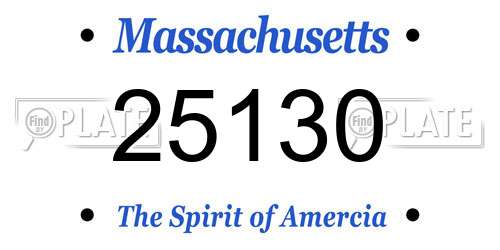 25130 Massachusetts License Plate