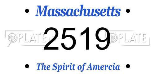 2519 Massachusetts License Plate
