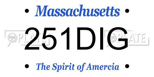 251DIG Massachusetts License Plate