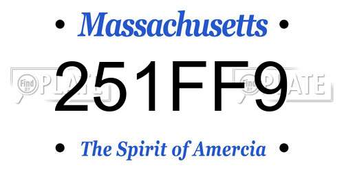 251FF9 Massachusetts License Plate