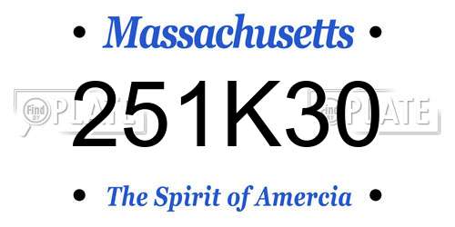 251K30 Massachusetts License Plate