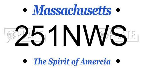 251NWS Massachusetts License Plate