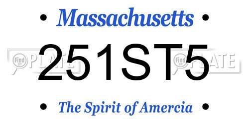 251ST5 Massachusetts License Plate
