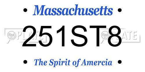 251ST8 Massachusetts License Plate