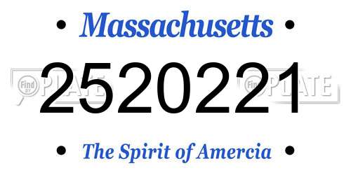2520221 Massachusetts License Plate
