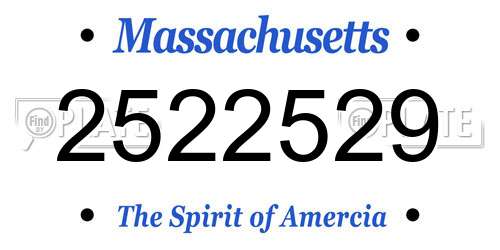 2522529 Massachusetts License Plate