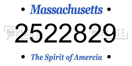 2522829 Massachusetts License Plate