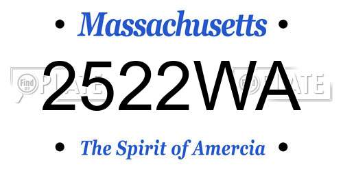 2522WA Massachusetts License Plate