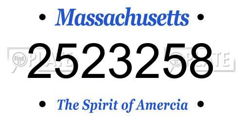 2523258 Massachusetts License Plate