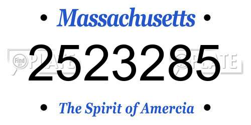 2523285 Massachusetts License Plate