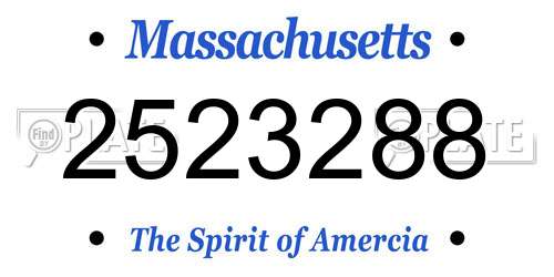 2523288 Massachusetts License Plate