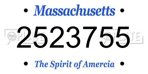 2523755 Massachusetts License Plate