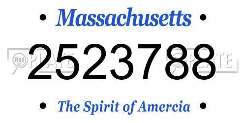 2523788 Massachusetts License Plate