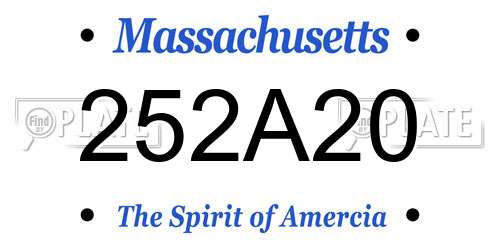 252A20 Massachusetts License Plate