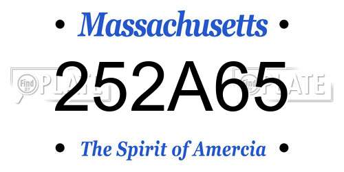 252A65 Massachusetts License Plate