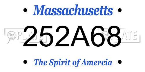 252A68 Massachusetts License Plate