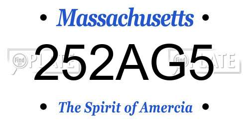 252AG5 Massachusetts License Plate