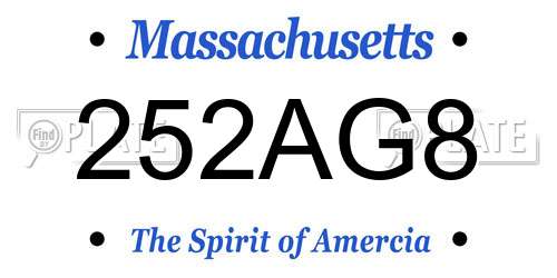 252AG8 Massachusetts License Plate