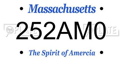 252AM0 Massachusetts License Plate