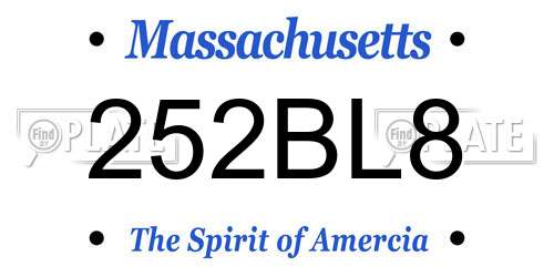 252BL8 Massachusetts License Plate