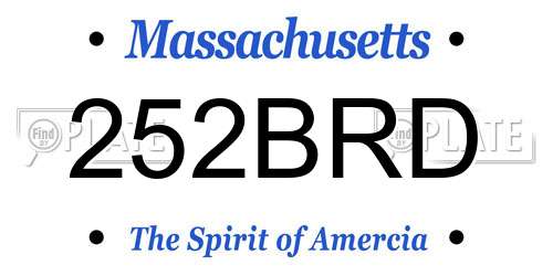 252BRD Massachusetts License Plate