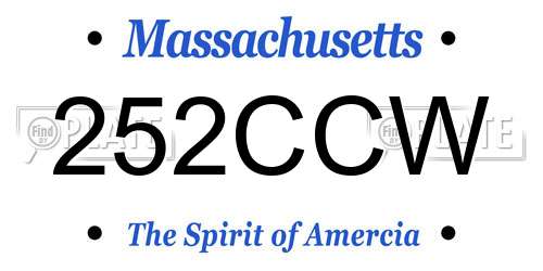 252CCW Massachusetts License Plate