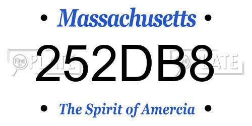 252DB8 Massachusetts License Plate